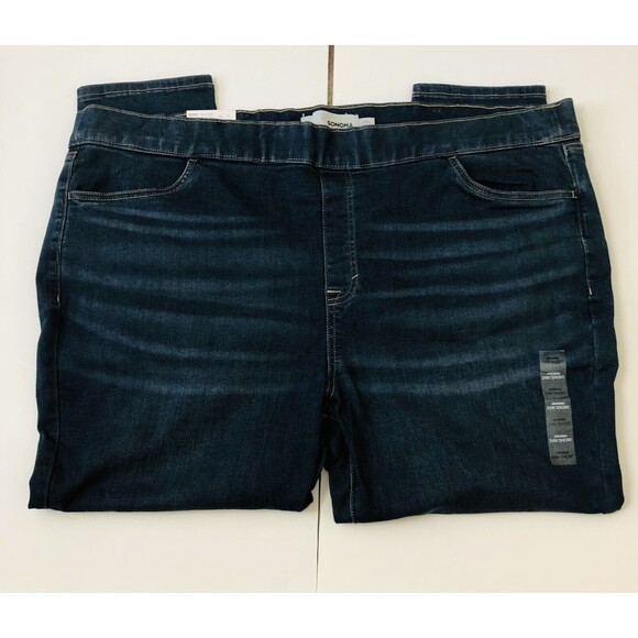 SONOMA WOMENS JEGGING 24W SHORT DEMIN ELASTIC WAIST PULL ON HIGH RISE POCKETS - Picture 11 of 12